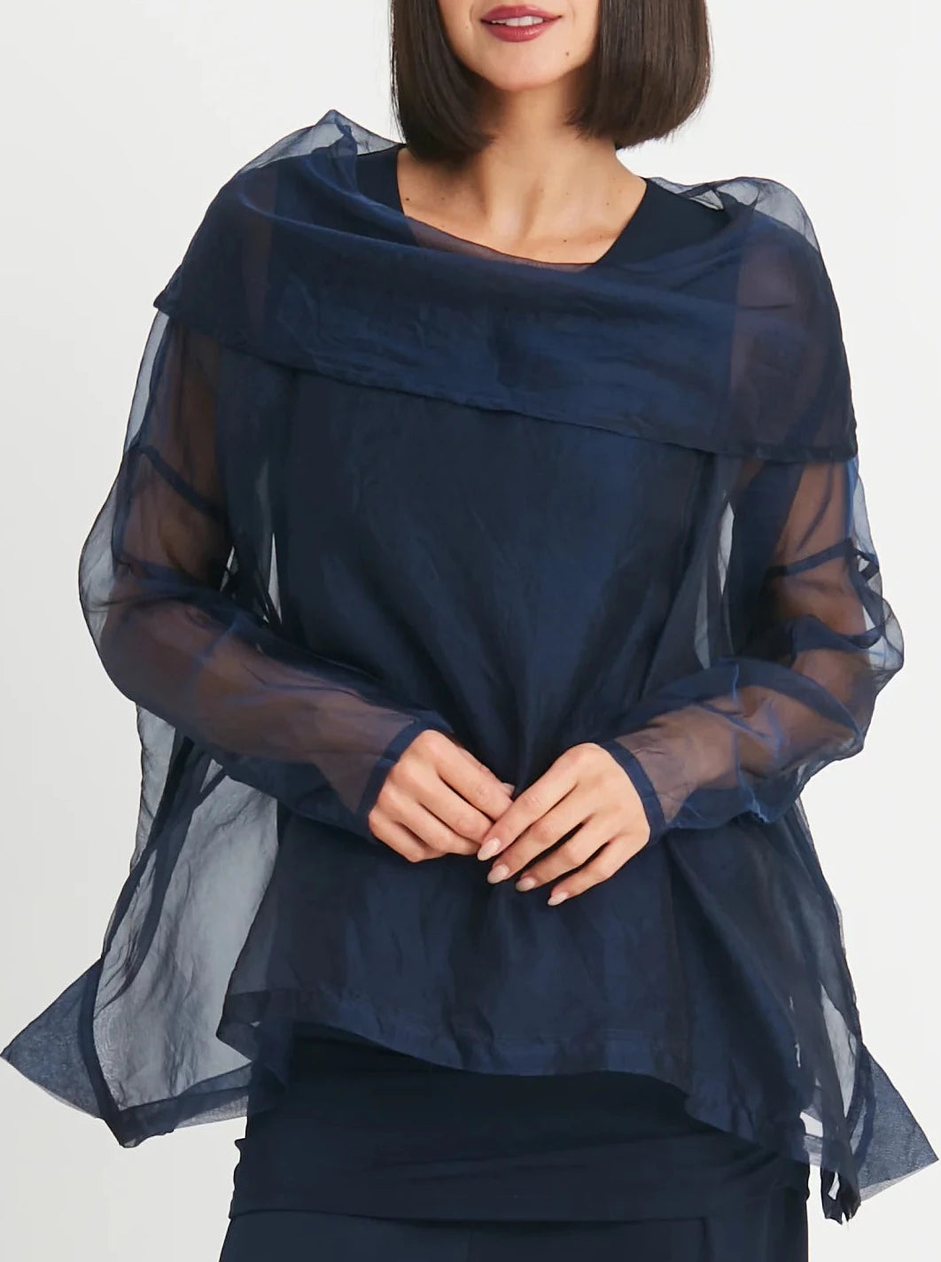 Organza Cowl Top | Midnight