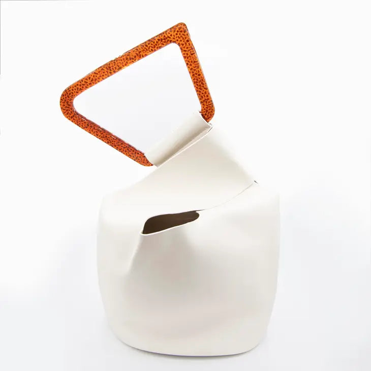 Cream Diagonal Triangle Handbag
