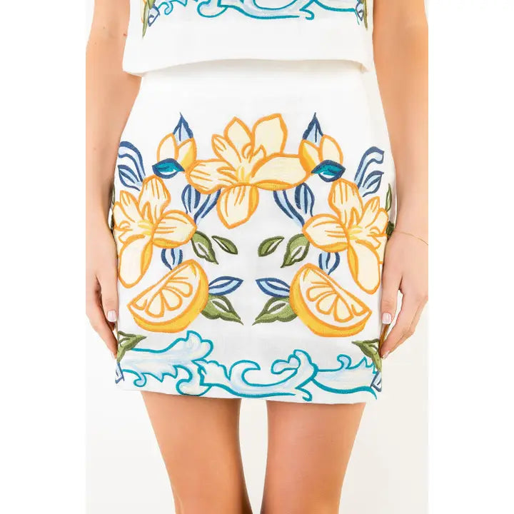 Embroidered Lemon Skirt