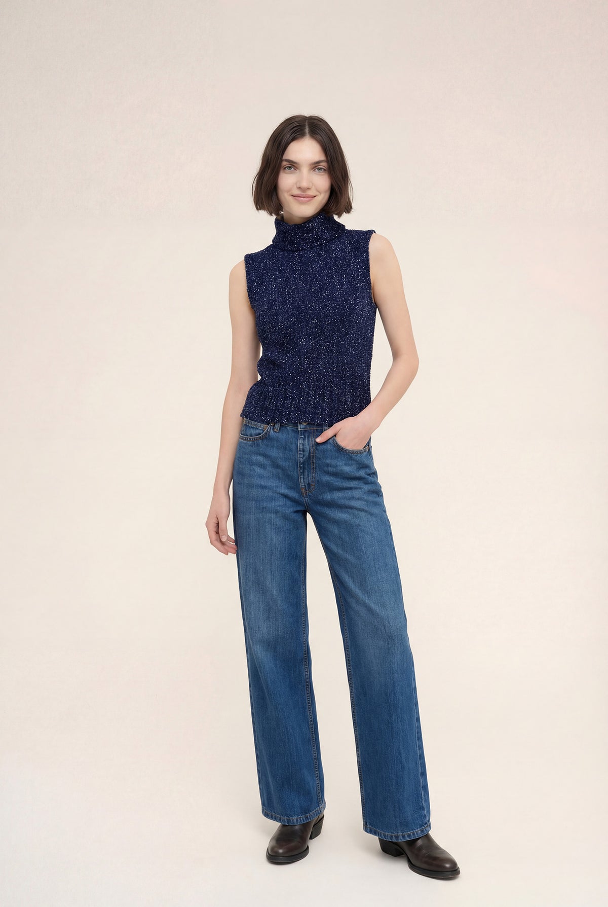 Mock Neck Sleeveless Party Top