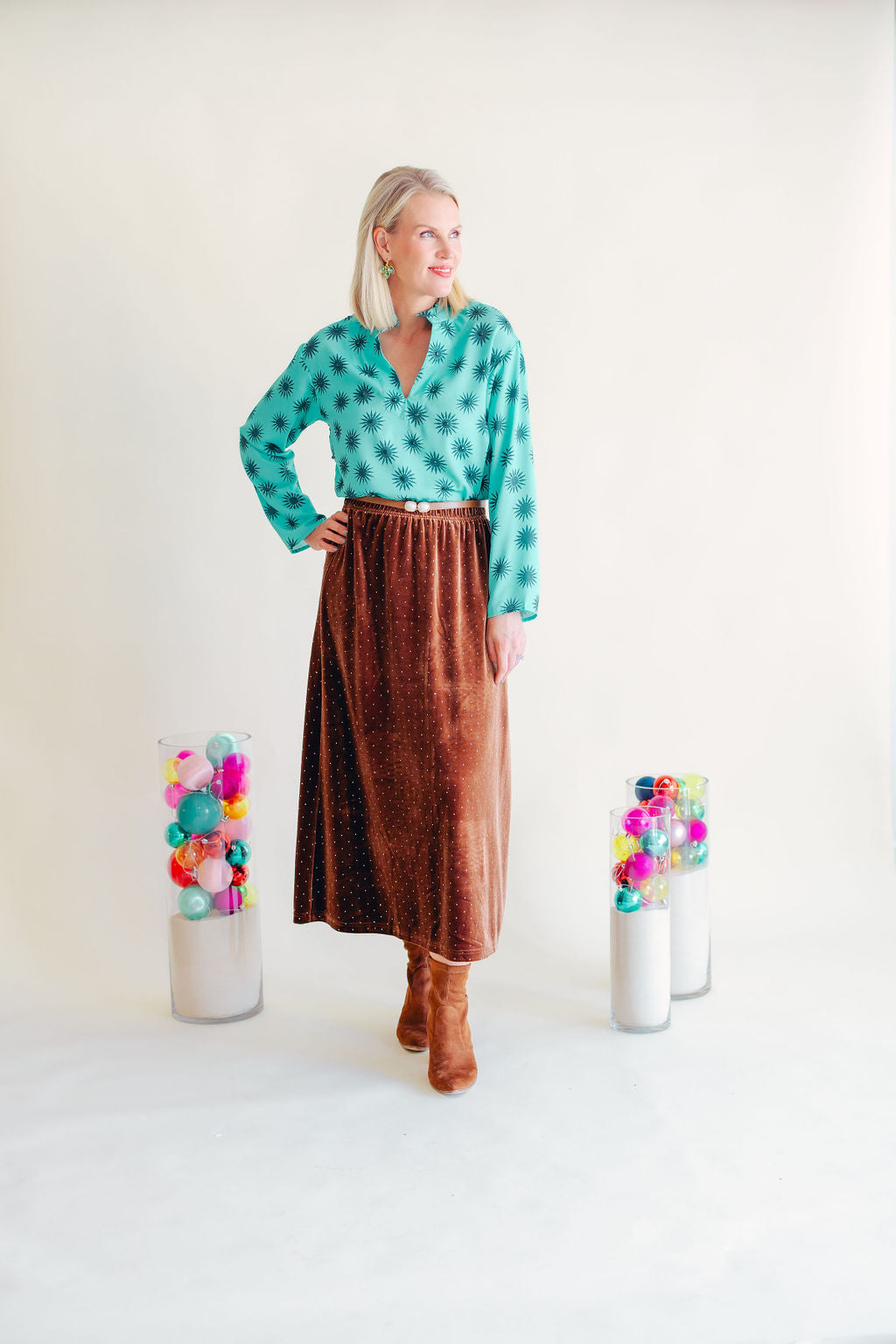 Velvet Skirt | Brown