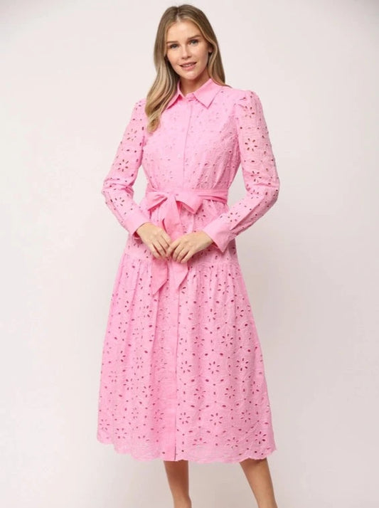 Lace Midi Dress | Pink