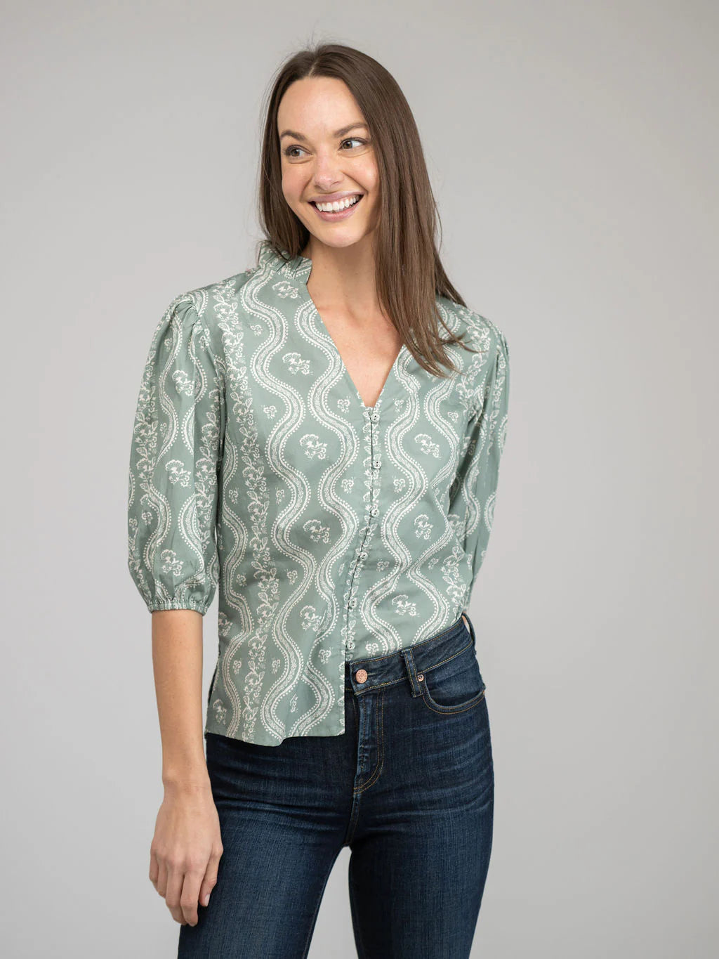 Lily Top | Sage Stripe