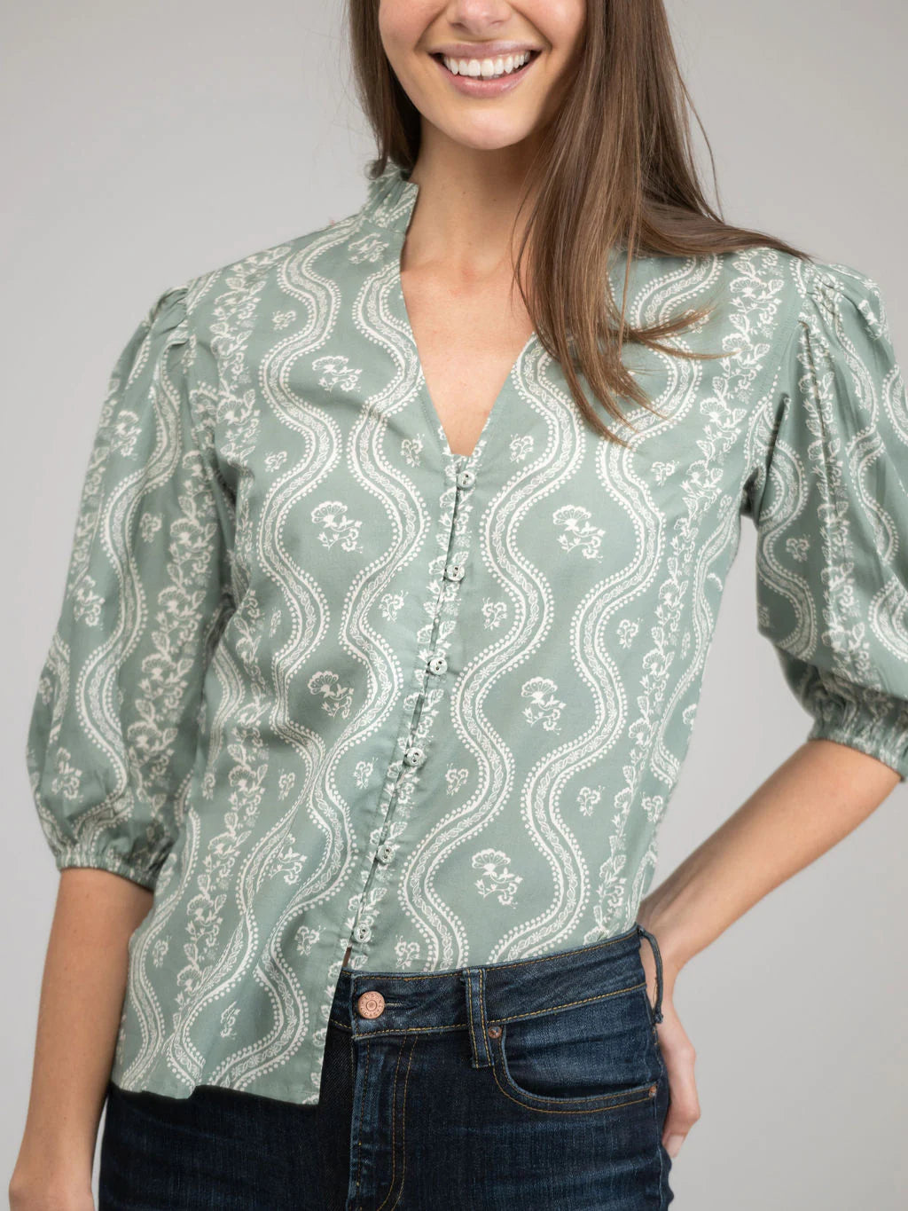 Lily Top | Sage Stripe