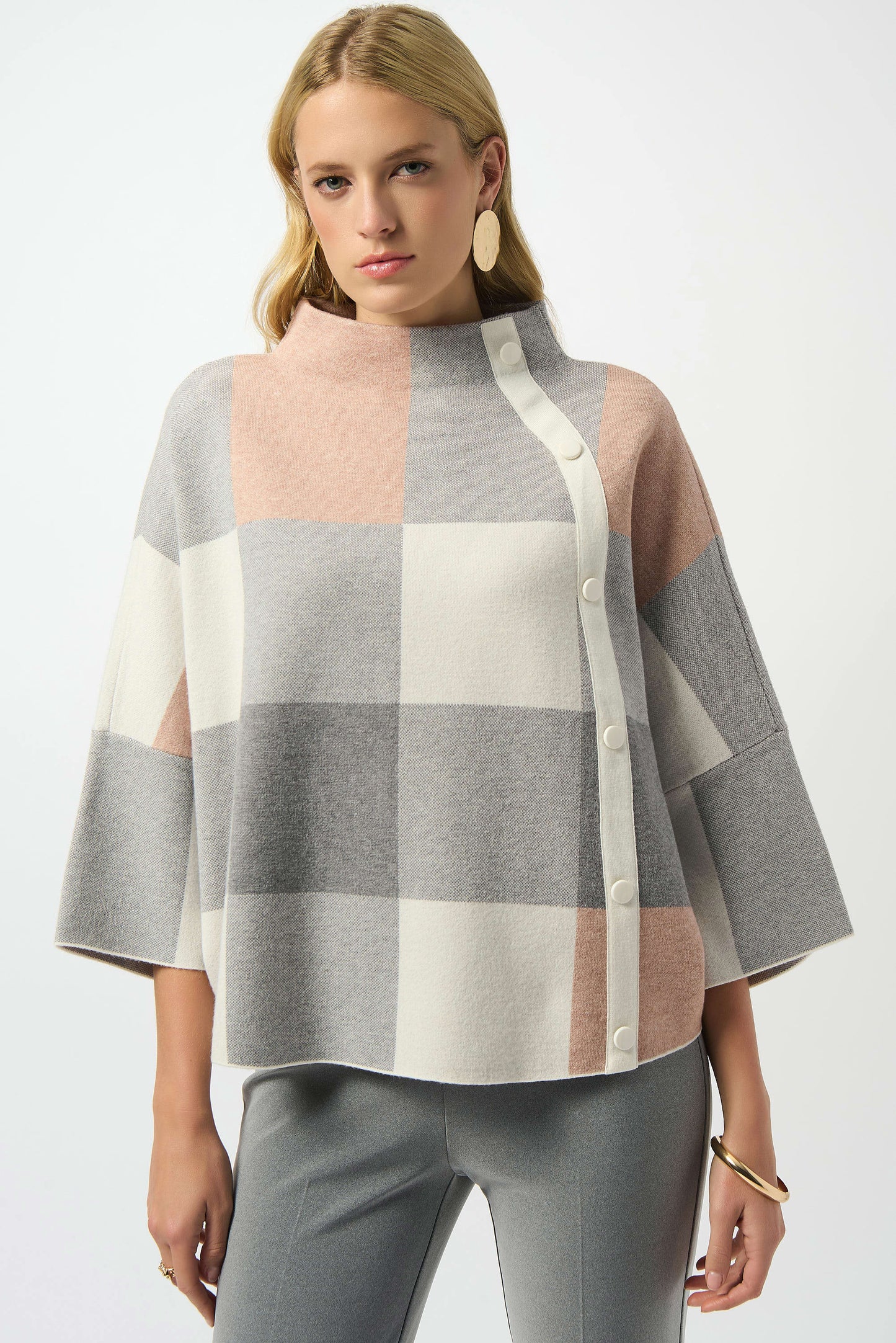Plaid Jacquard Sweater | Rose/Multi