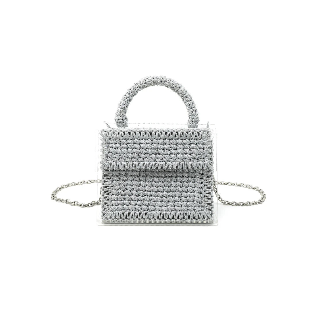 Acrylic Crochet Handbag | Silver