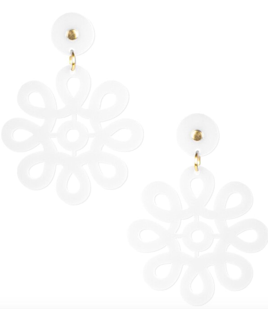 Acrylic Cameran Earrings | White