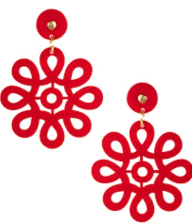 Acrylic Cameran Earrings | Red