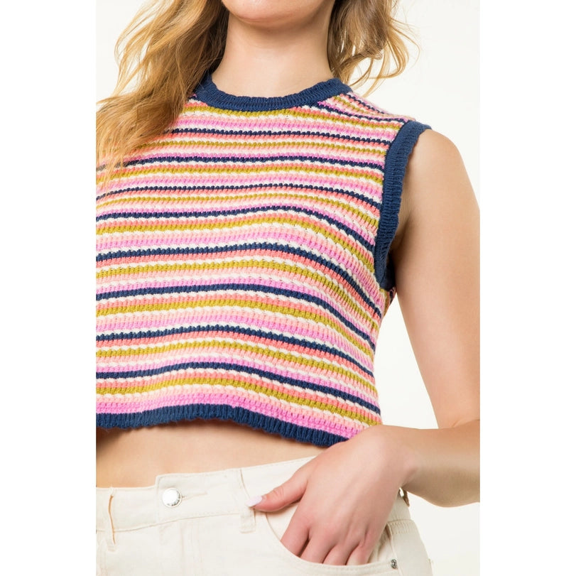 Sleeveless Stripe Sweater