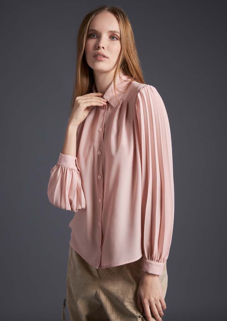 Accordion Sleeve Blouse | Pink