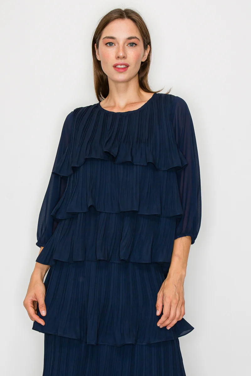 Jesiah Ruffle Top | Navy