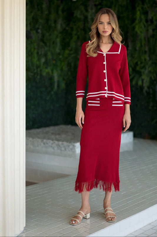 Sawyer Fringe Skirt | Red