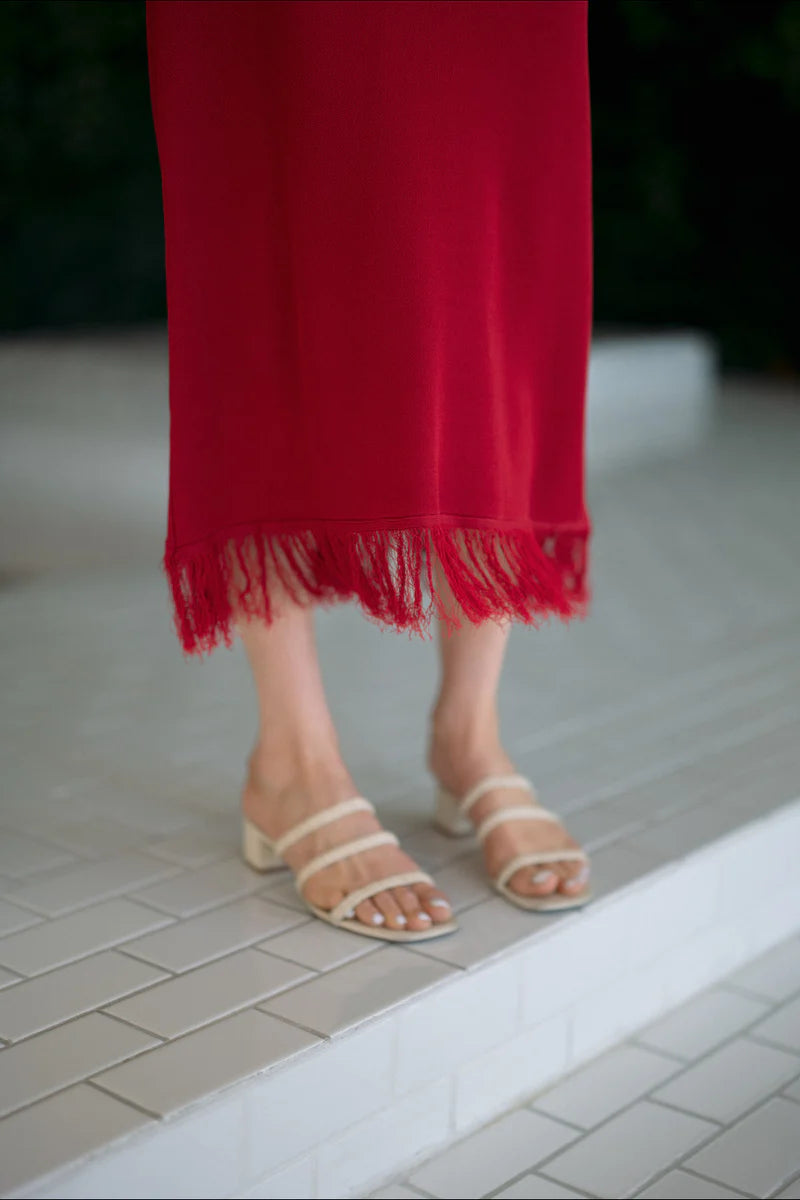 Sawyer Fringe Skirt | Red