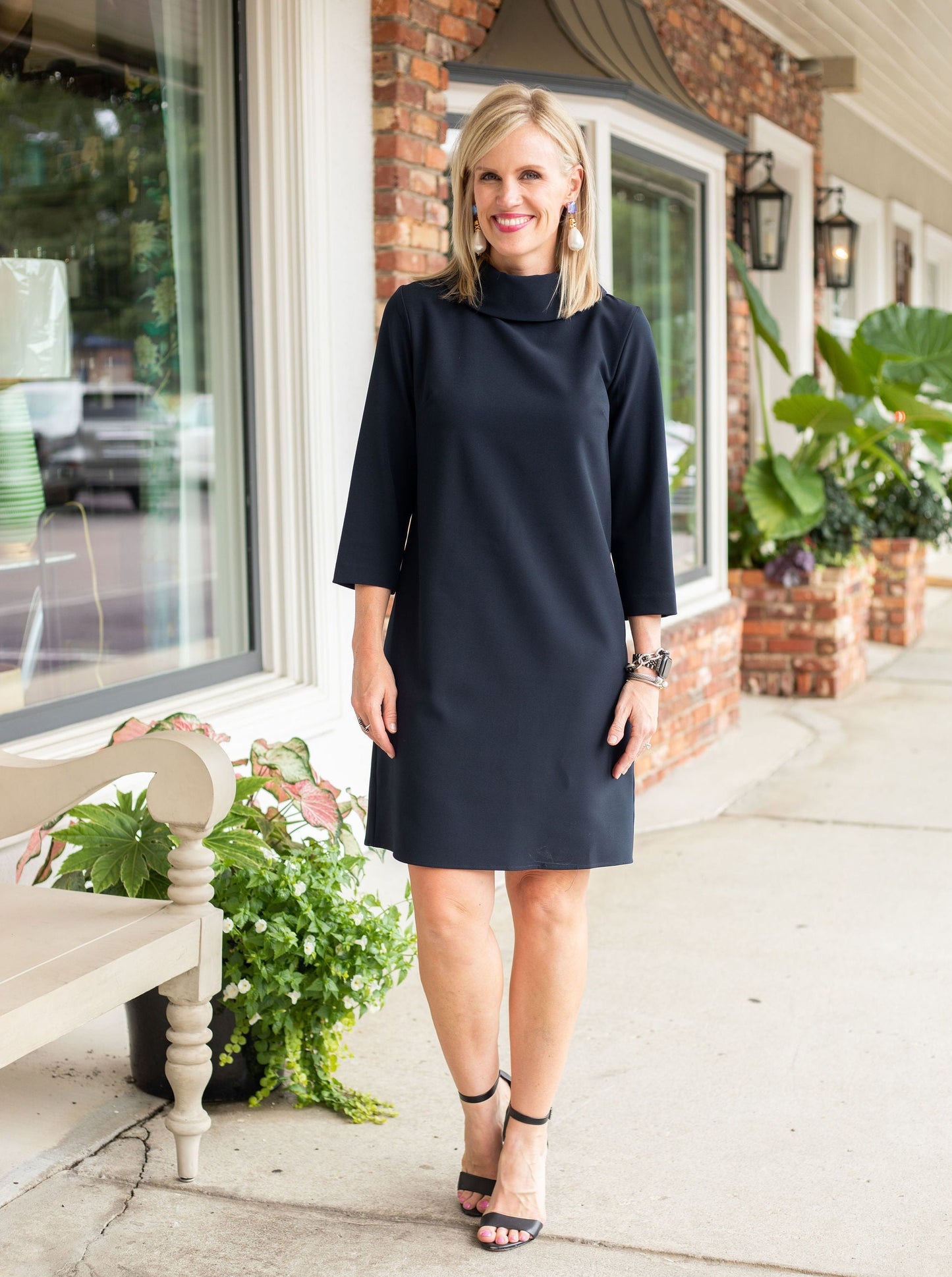 Asymmetric Collar Dress | Black