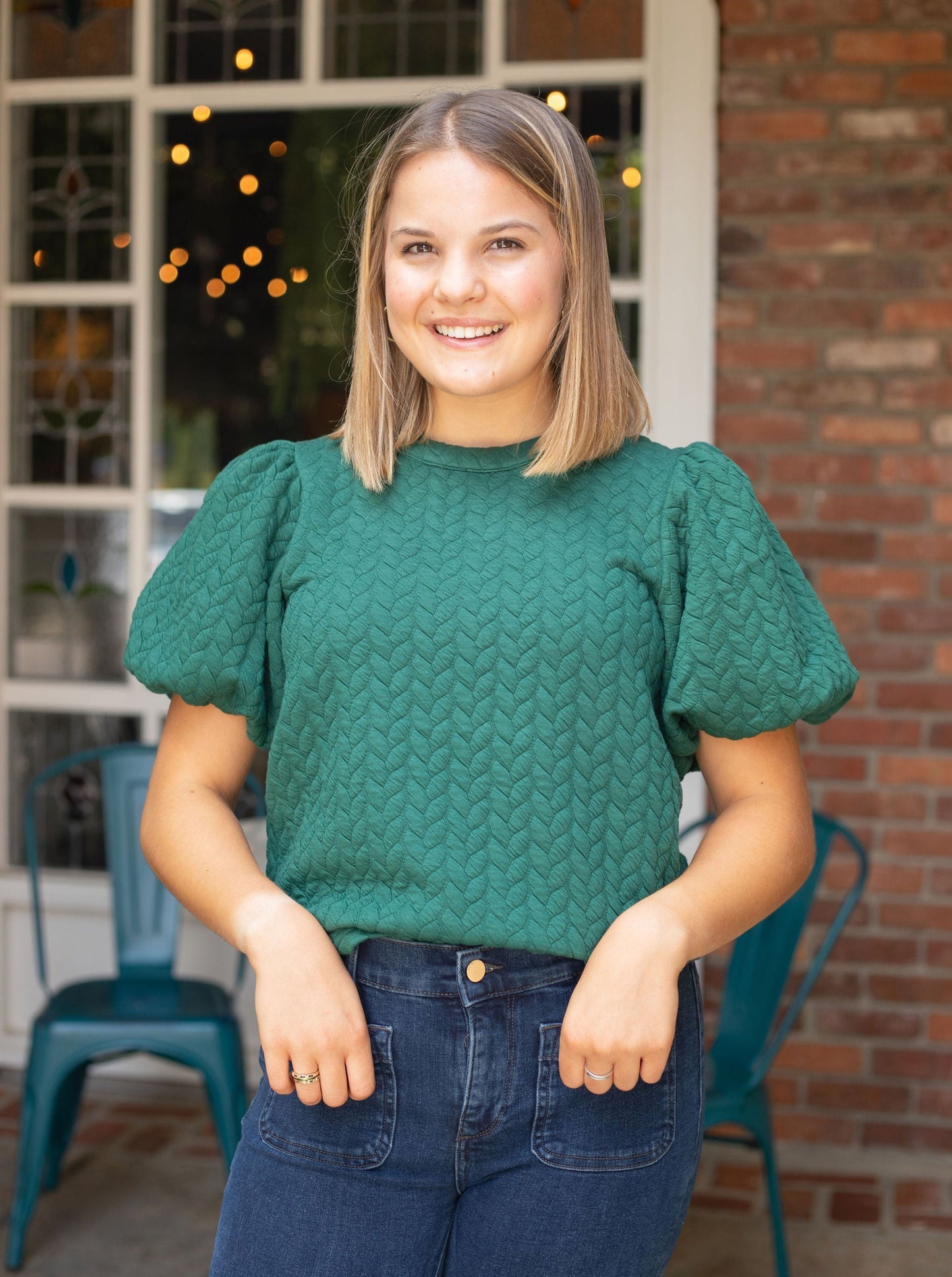 Textured Puff Sleeve Top