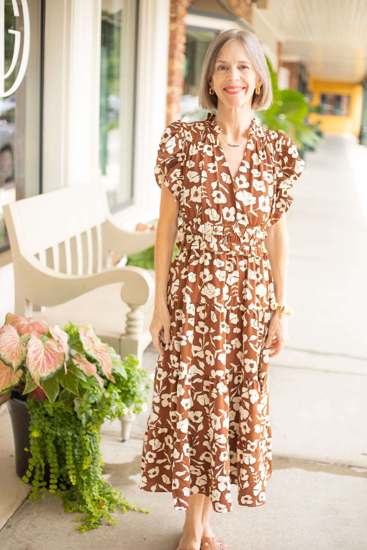 Tiered Flower Print Dress