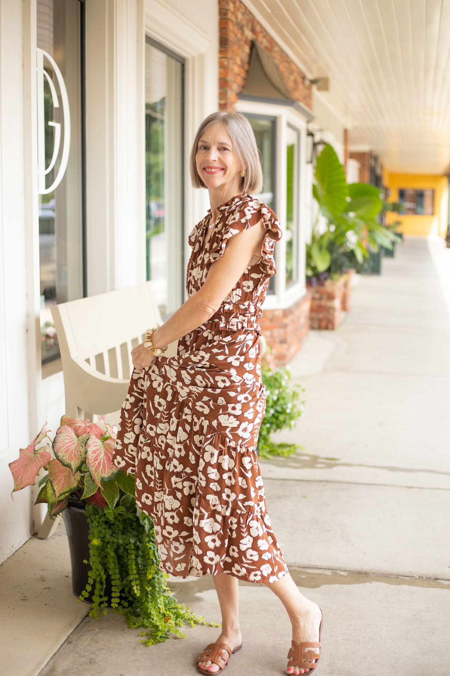 Tiered Flower Print Dress