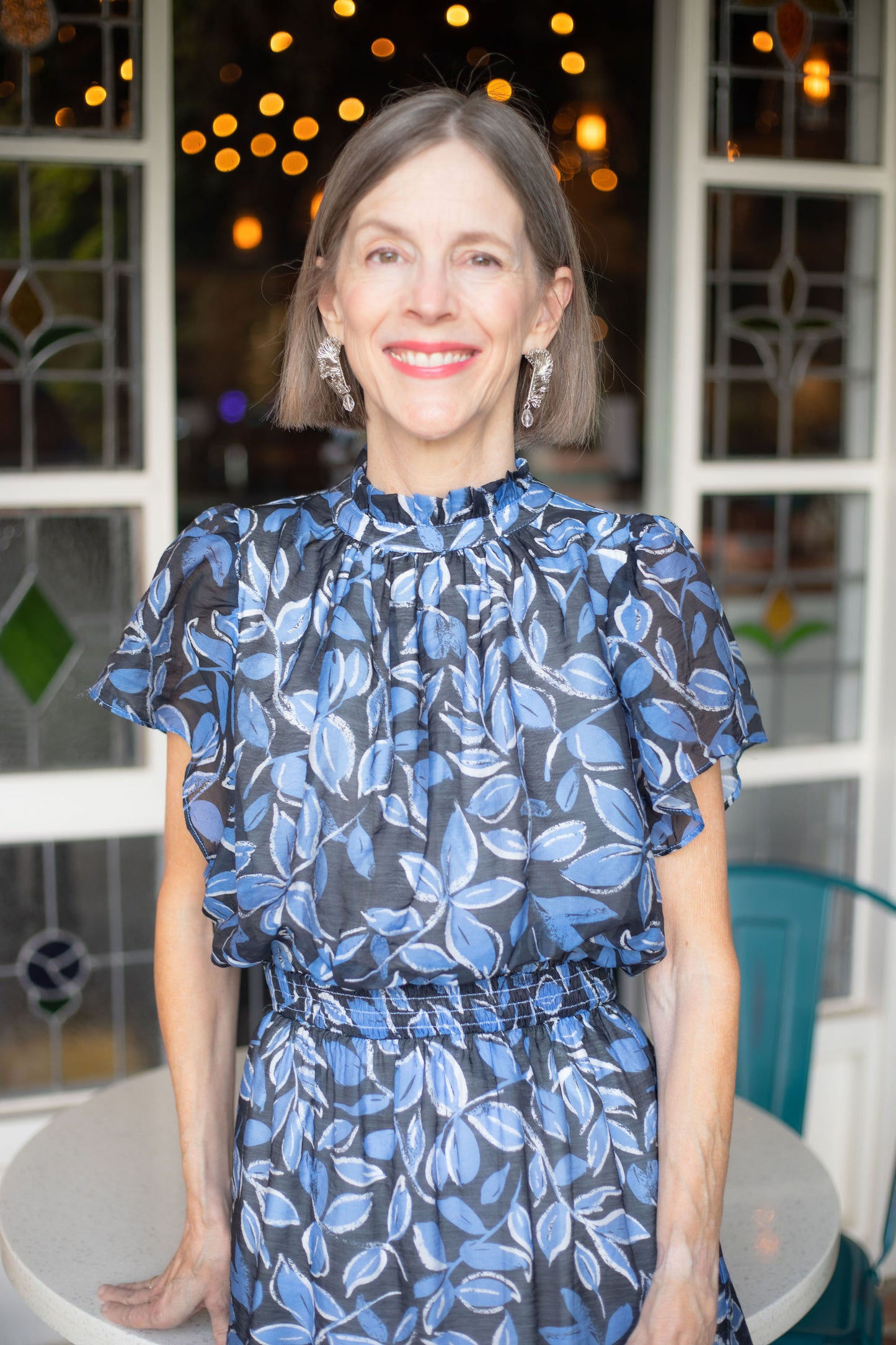 Blue & Black Print Dress