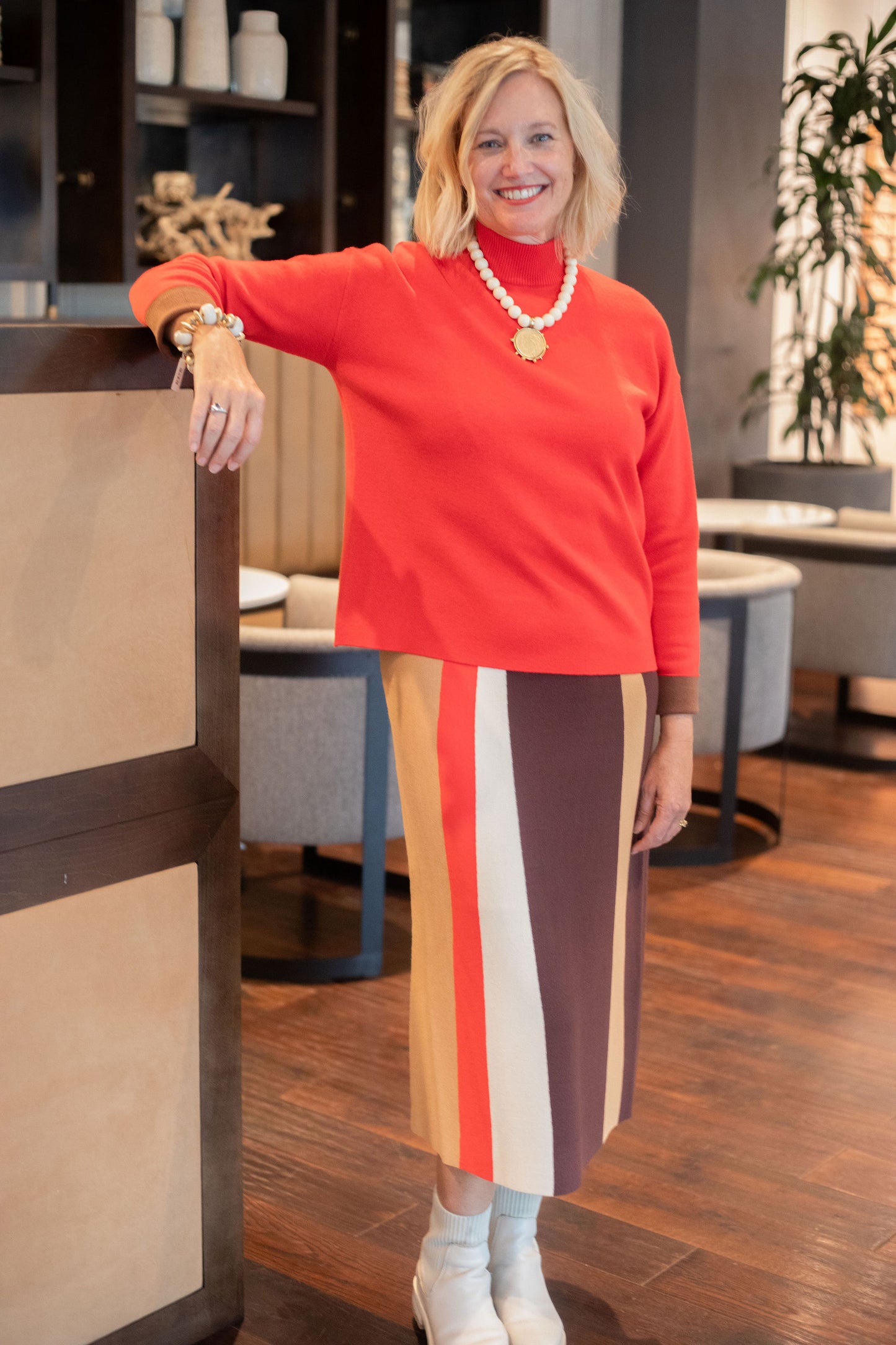 Red/Brown Stripe Skirt