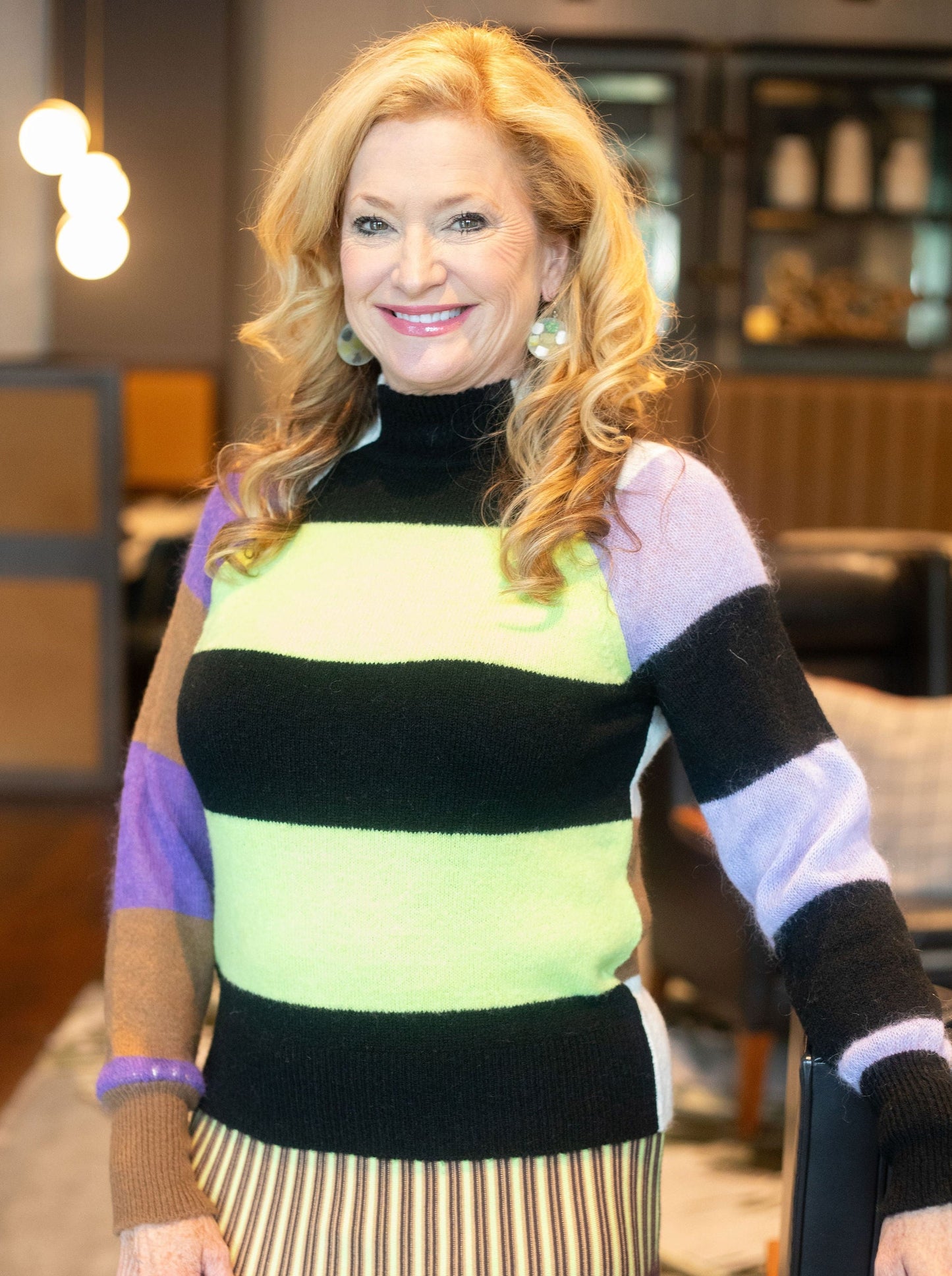Colorblock Striped Turtleneck