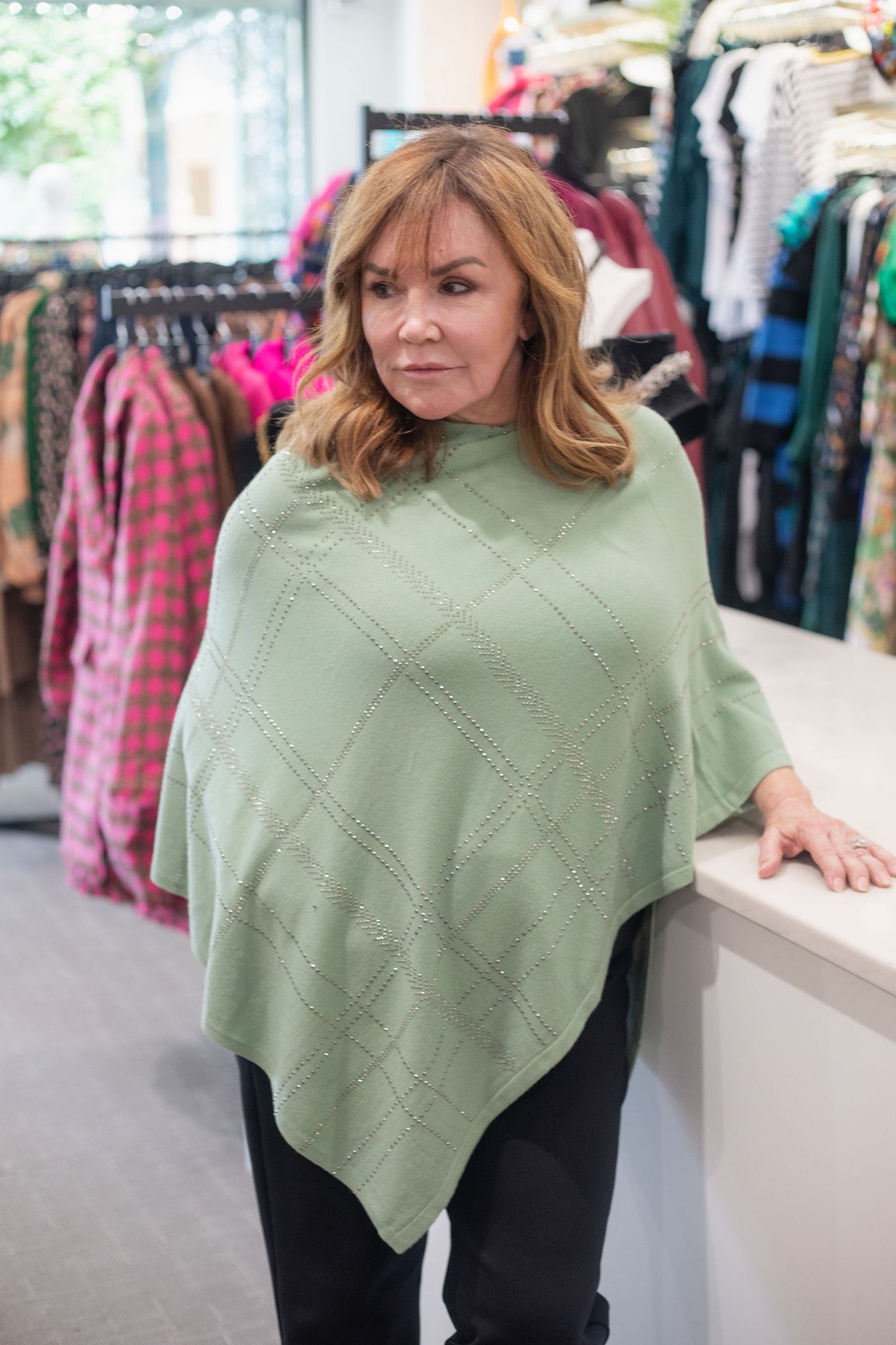 Green Embellished Poncho