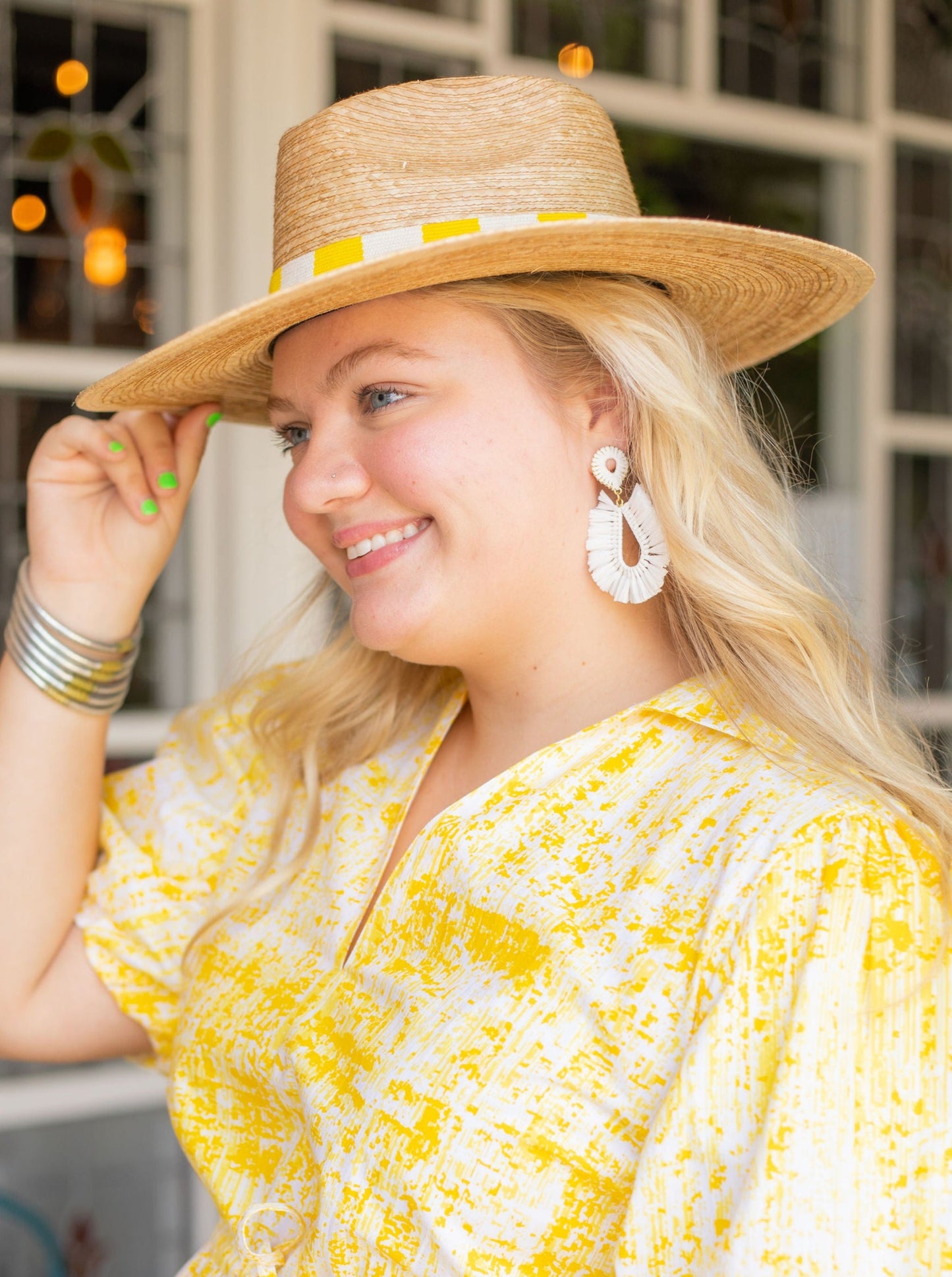 Mia Straw Earring | White