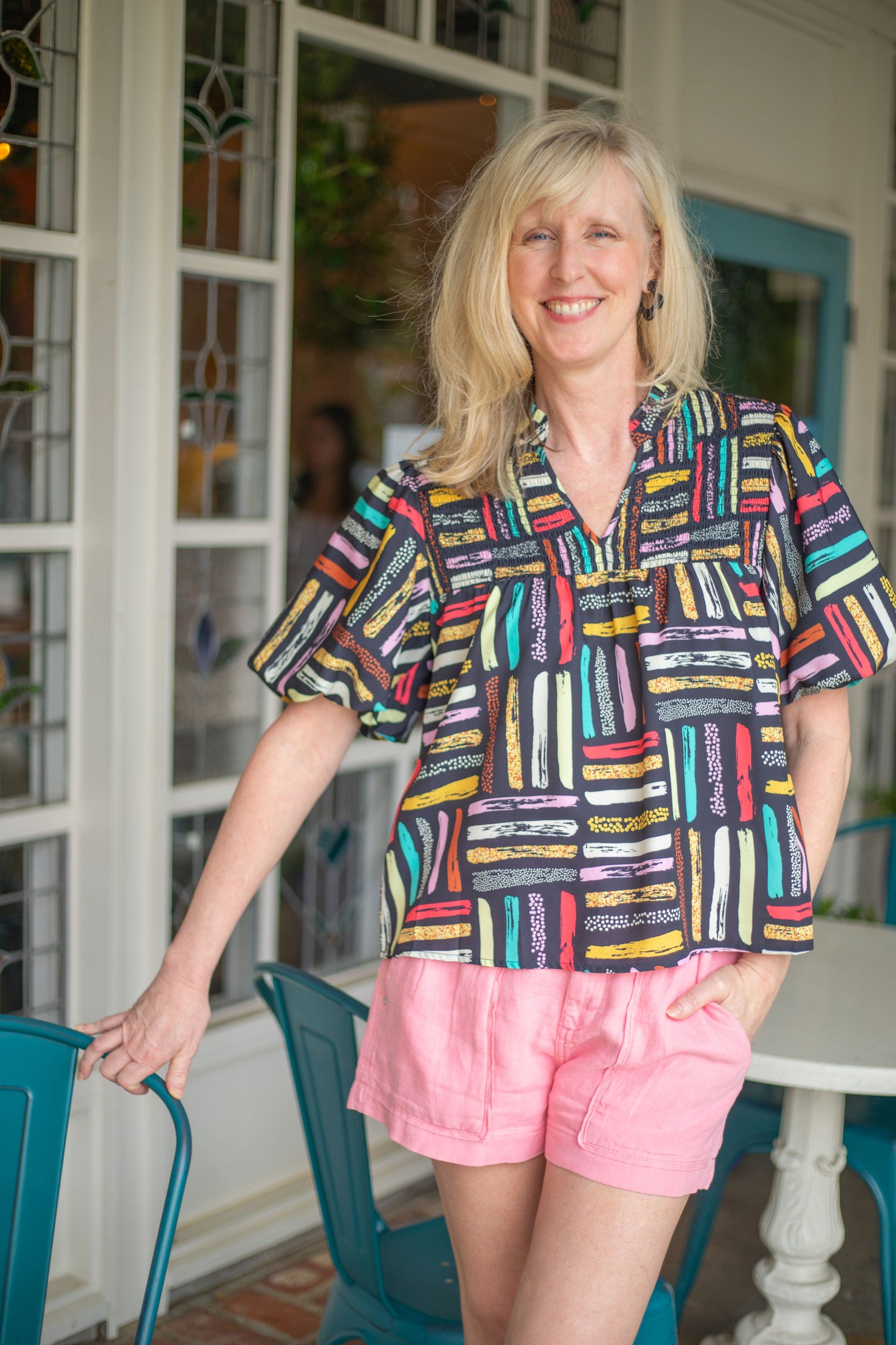 Brushstroke Print Top