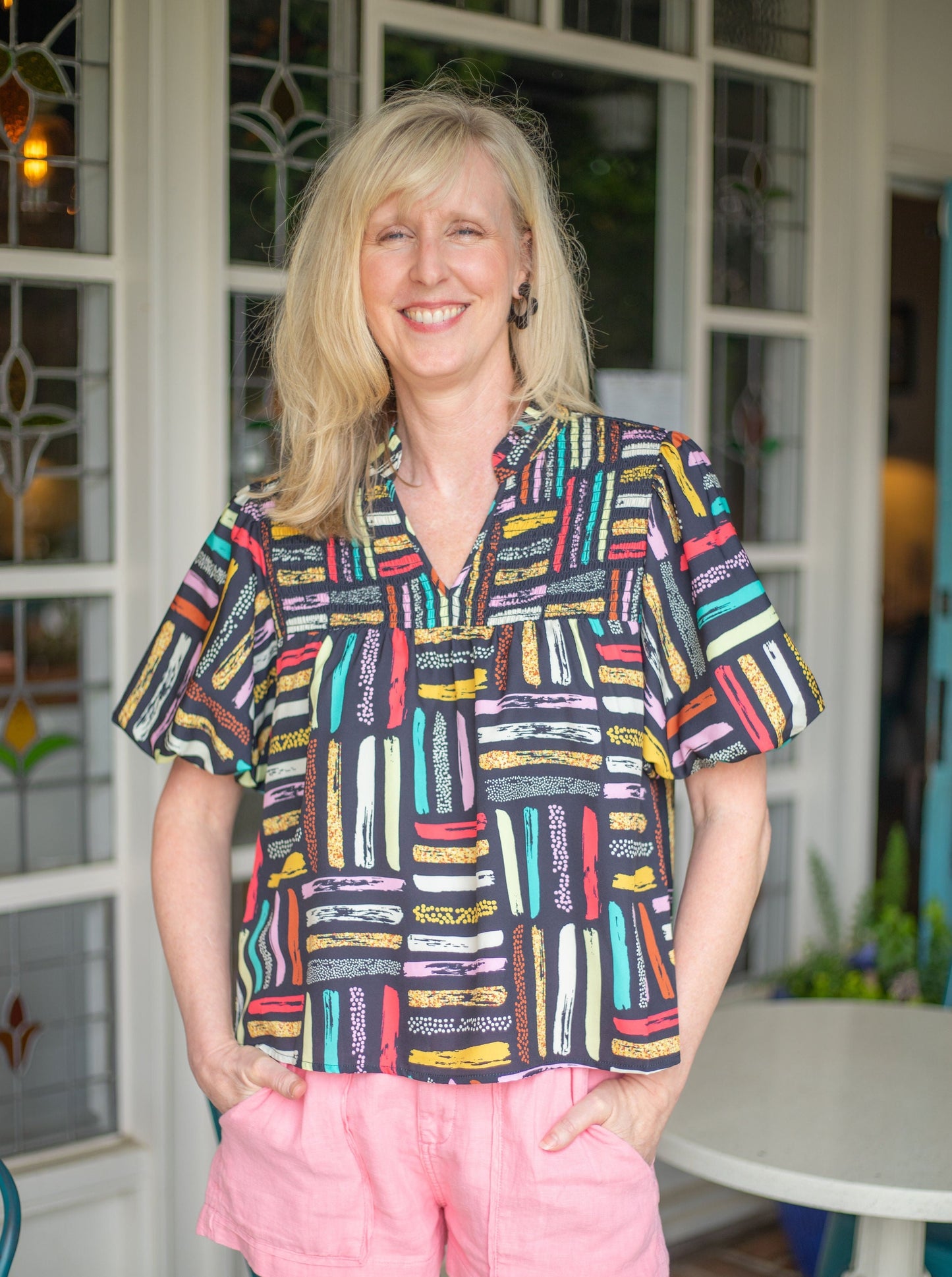 Brushstroke Print Top