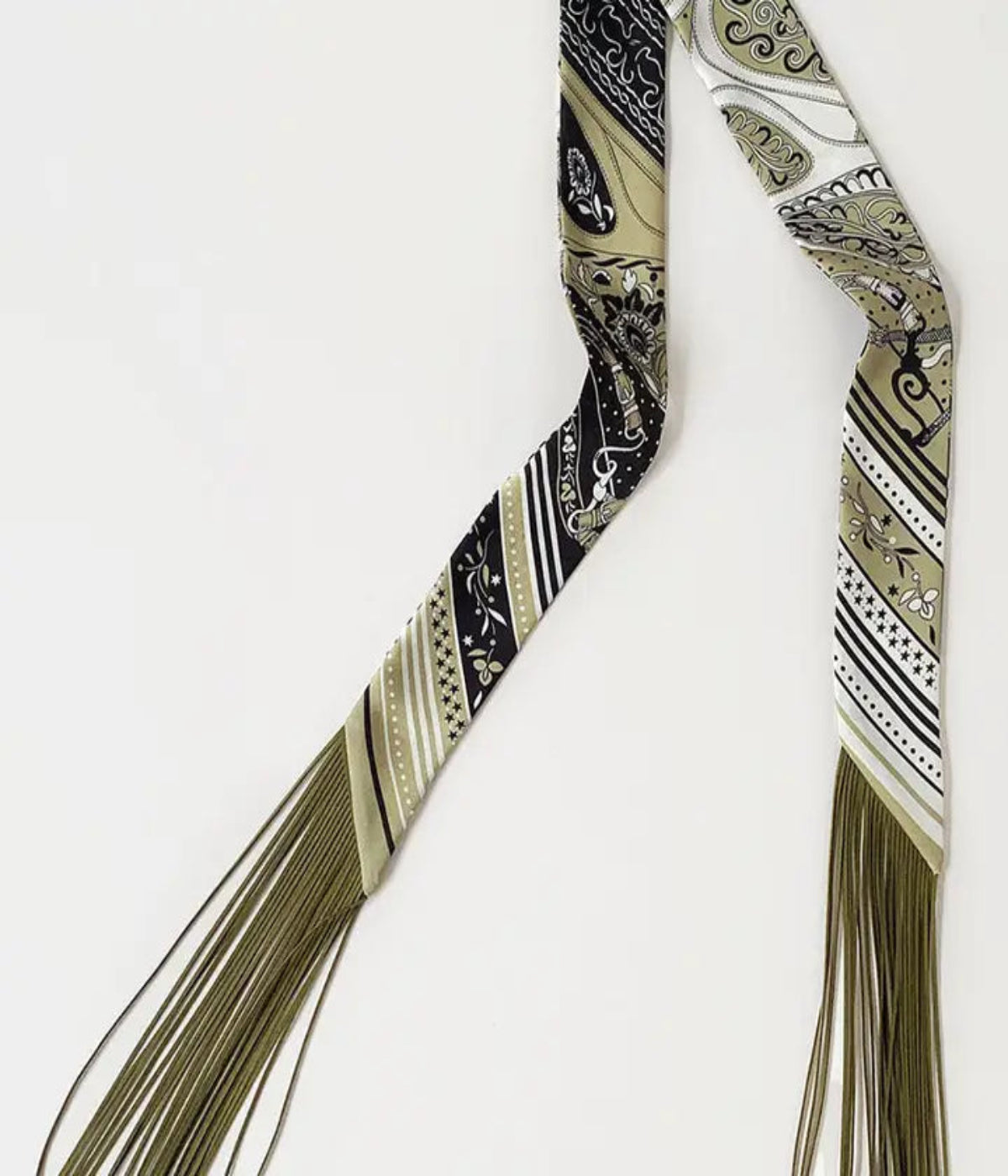 Olive Printed Fringe Scarf