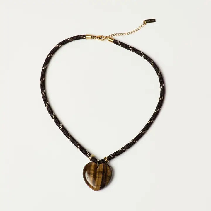 Heart Cord Necklace | Brown/Tiger's Eye