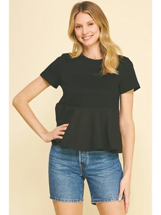 Contrast Shirring Top