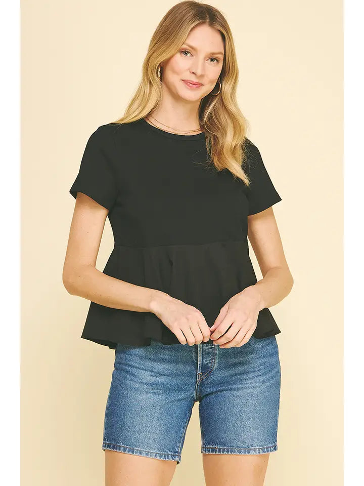 Contrast Shirring Top
