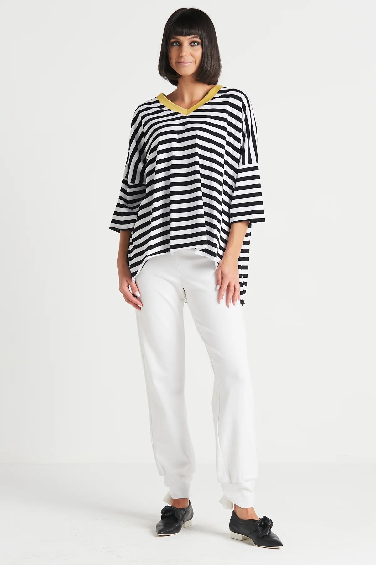 Striped V Neck Tee