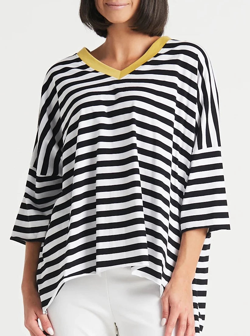 Striped V Neck Tee