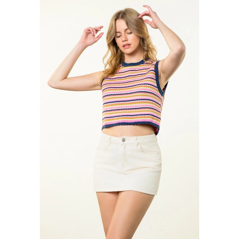 Sleeveless Stripe Sweater