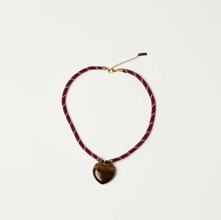 Heart Cord Necklace | Burgundy