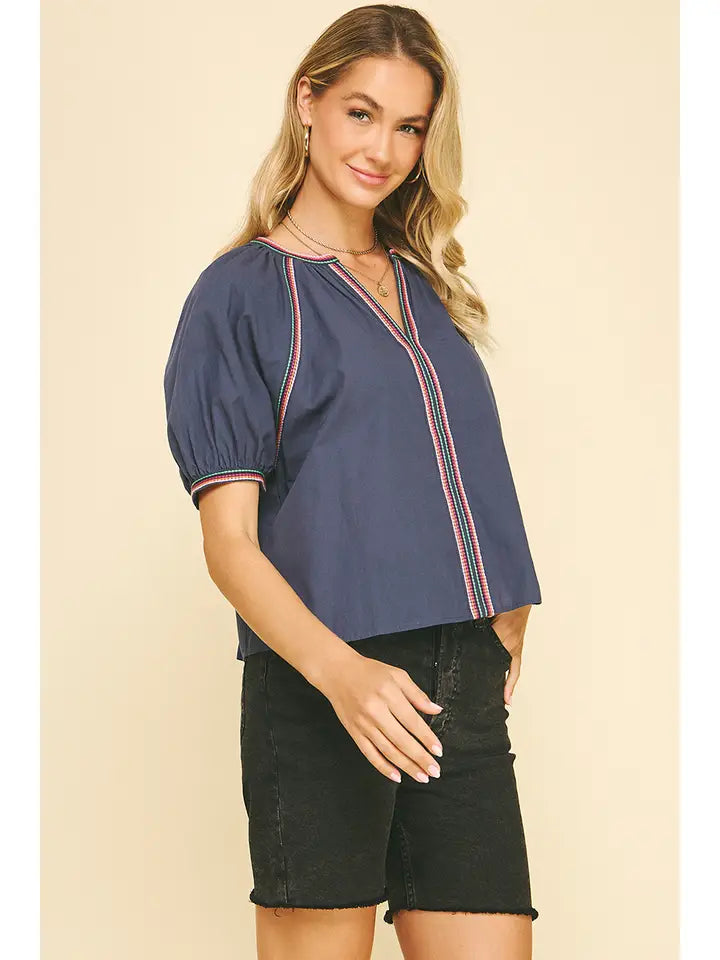 Contrast Stitch Blouse