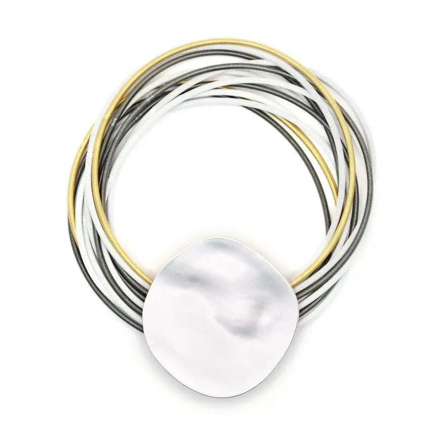 Silver Disc Necklace | Gold,Slate,White