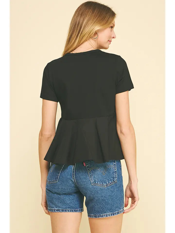 Contrast Shirring Top