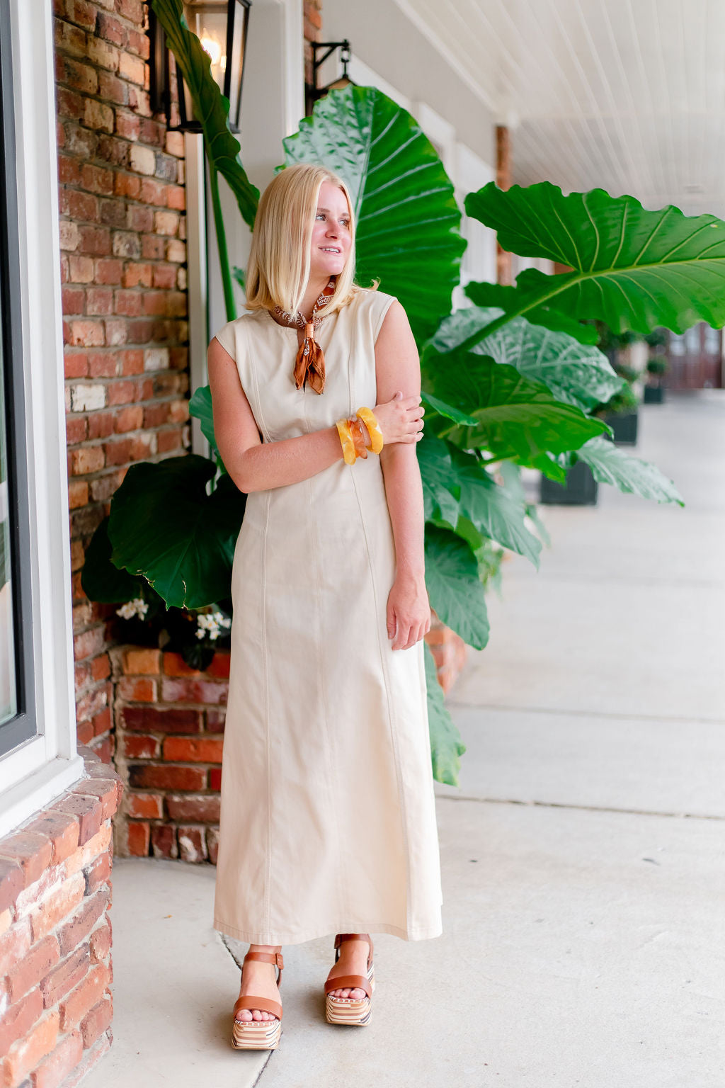 Twill Princess Seam Dress | Eggshell