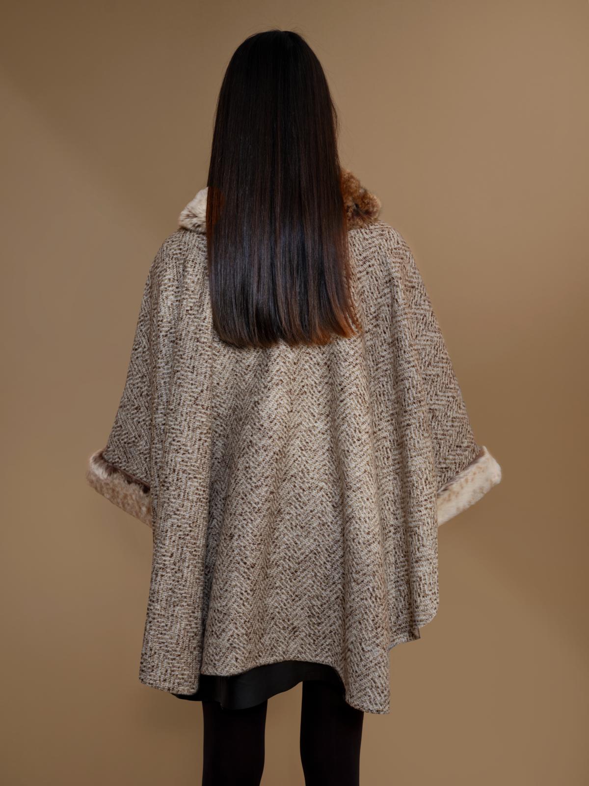 Fur Collar Poncho | Cream