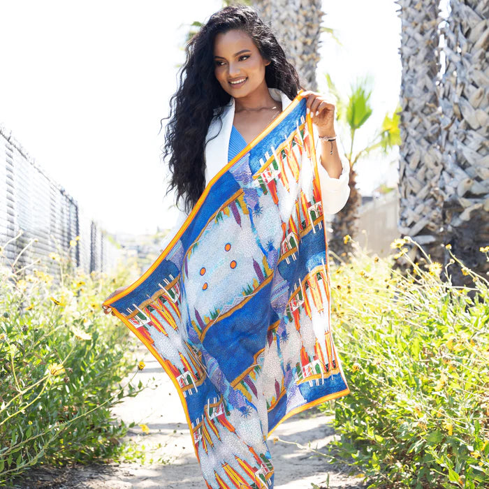 New York Long Silk Scarf-New York : OS