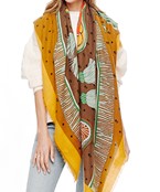 Tassel Print Square Scarf | Mustard