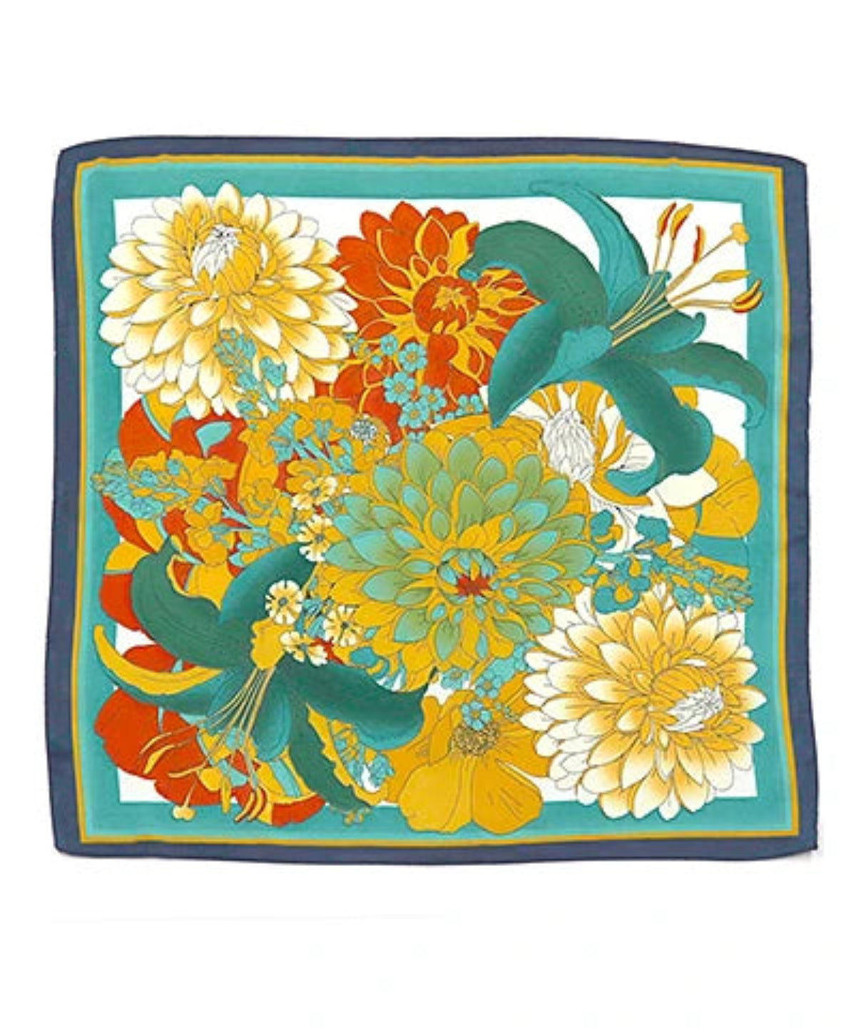 Green & Mustard Floral Scarf