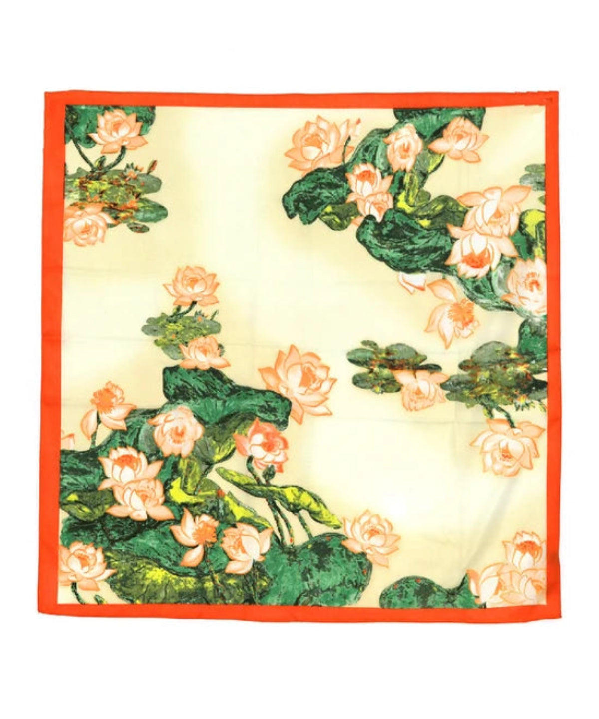 Floral Print Silky Twill Scarf Orange