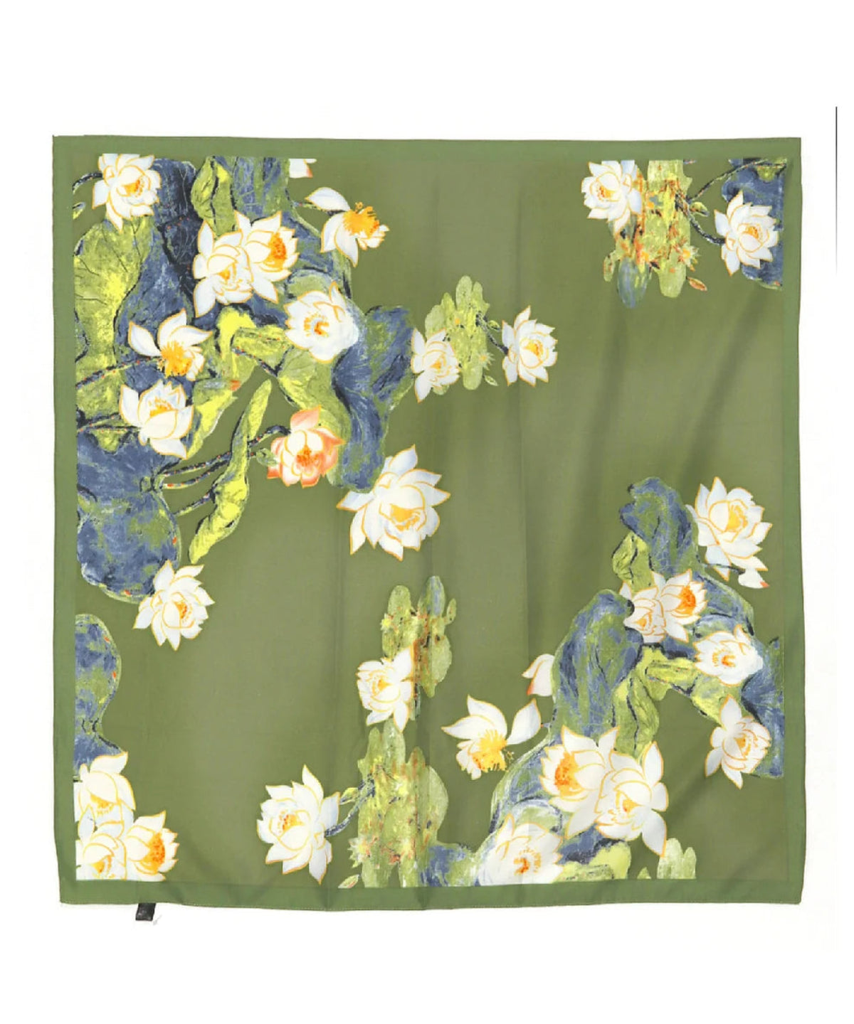 Floral Print Silky Twill Scarf | Olive