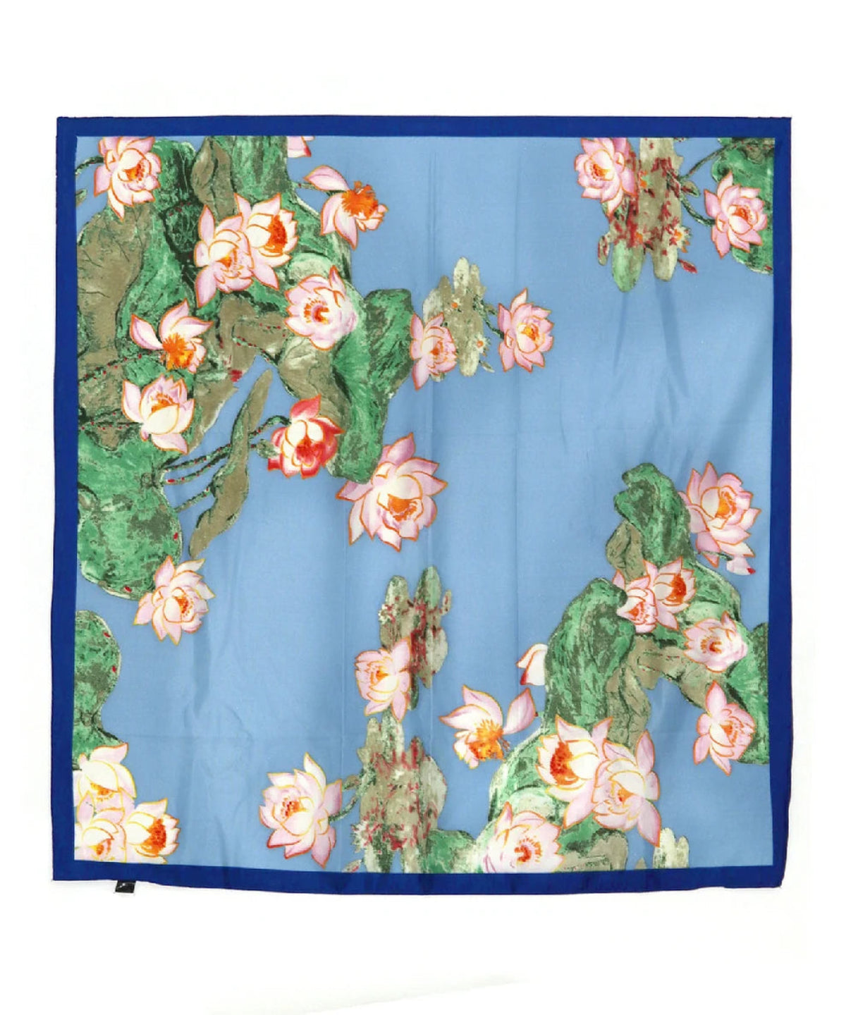 Floral Print Silky Twill Scarf | Blue