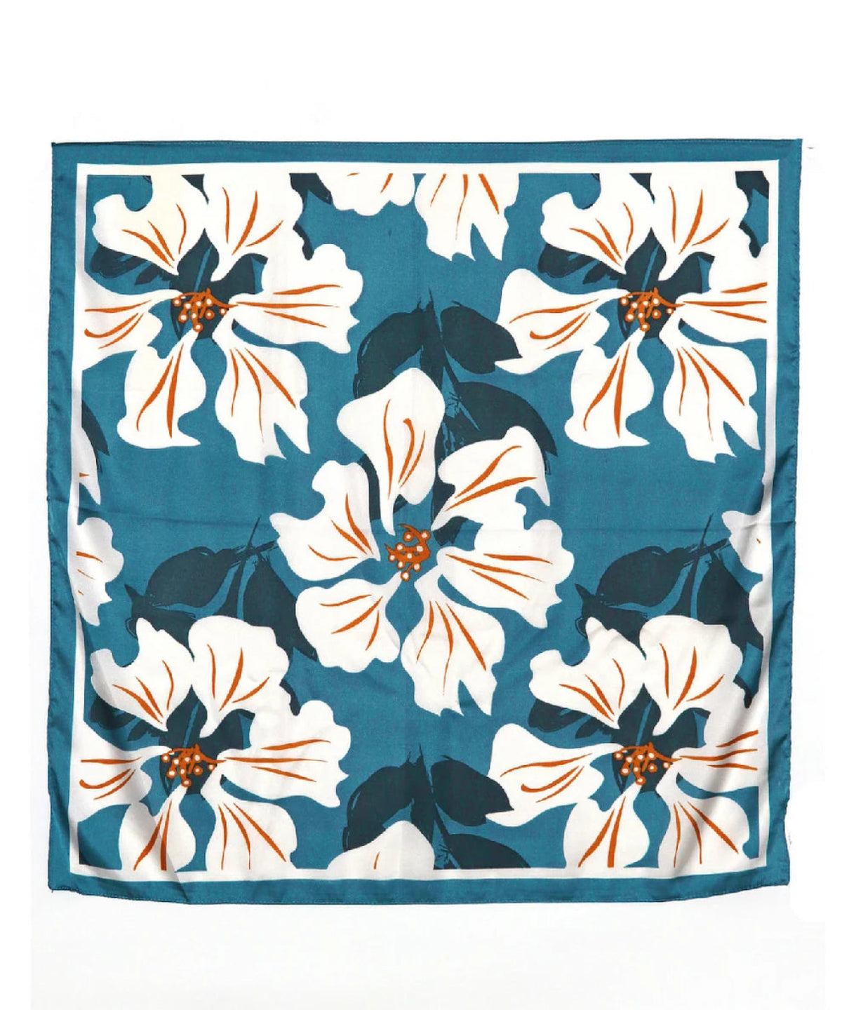 Flower Printed Silky Bandana Scarf