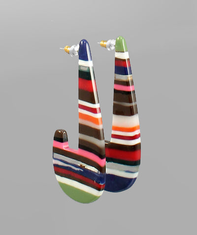 Striped Long Open Hoops | Multi
