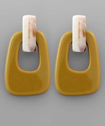 Two Tone Door Knocker Earring | Mustard
